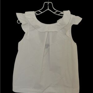 J. Crew White Ruffled Bib Collar Blouse